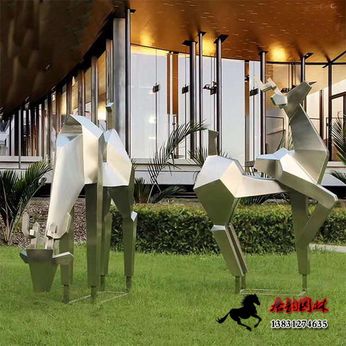 304不锈钢镜面鹿雕塑,切面鹿雕塑景观小品