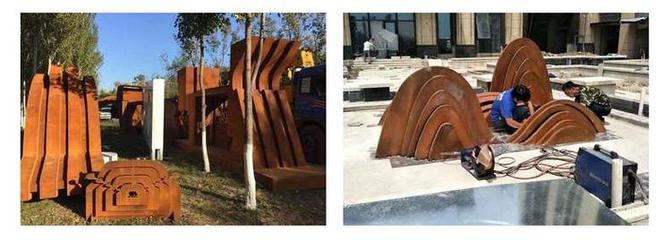 园林景墙复古装饰材料耐候钢景观工程定制标识牌花盆耐候板