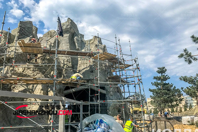 徐州万达广场人工TCP塑石假山景观工程顺利开工